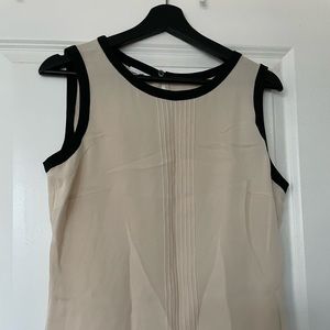 Vintage Escada Cream and Black Sleeveless Silk Blouse